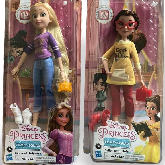 Disney Princess Comfy Squad Belle Rapunzel Set Wreck It Ralph 11” Dolls - Picture 1 of 5